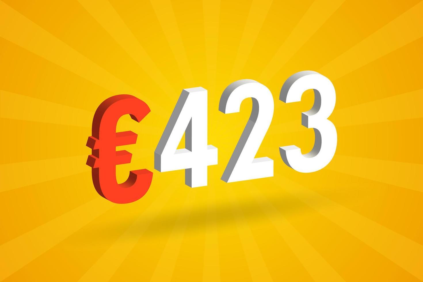 423 Euro Currency 3D vector text symbol. 3D 423 Euro European Union Money stock vector