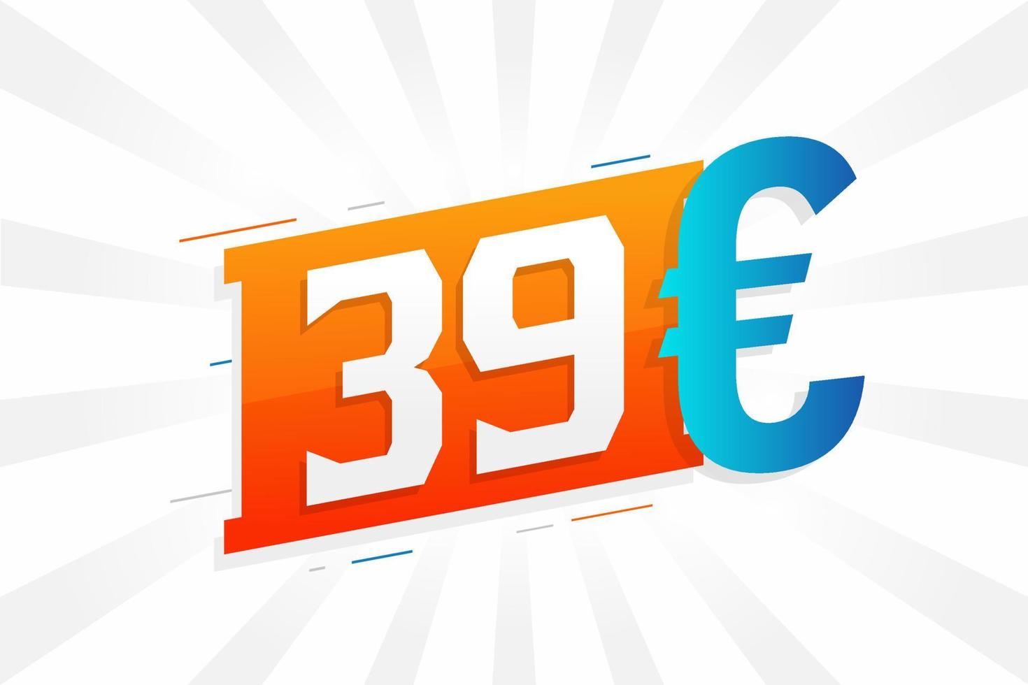 39 Euro Currency vector text symbol. 39 Euro European Union Money stock vector