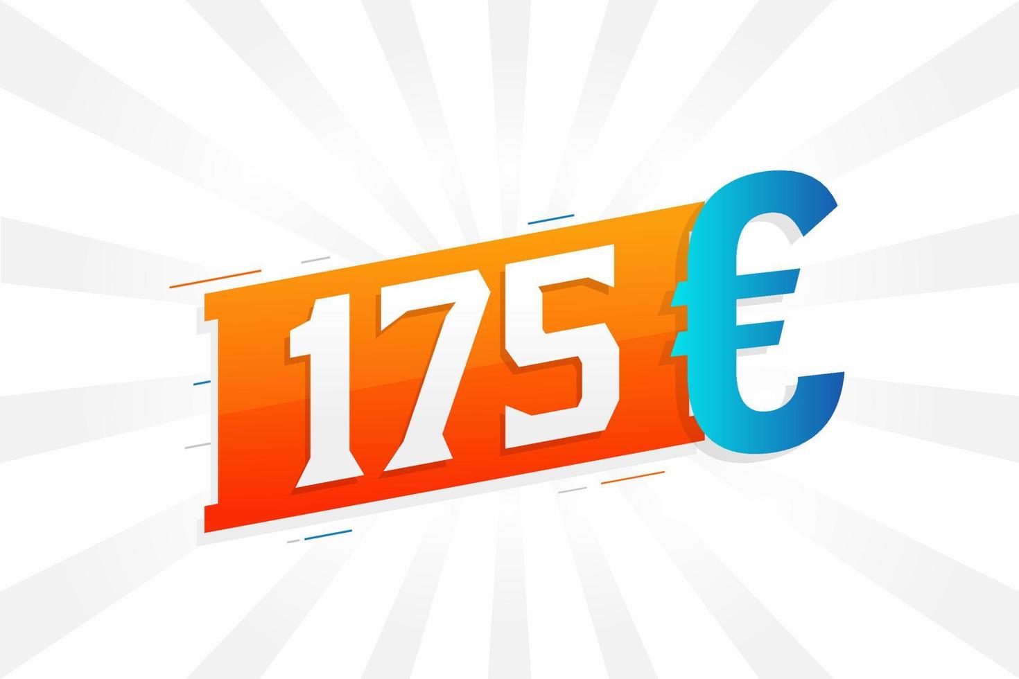Símbolo de texto vectorial de moneda de 175 euros. 175 euros unión europea dinero stock vector