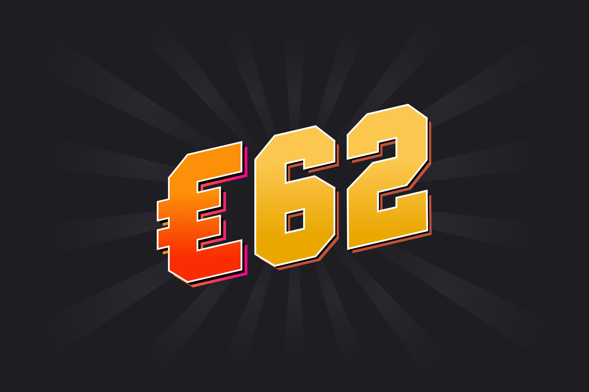 62 Euro Currency vector text symbol. 62 Euro European Union Money stock ...