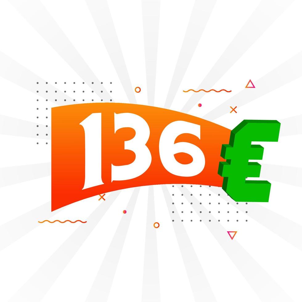 136 Euro Currency vector text symbol. 136 Euro European Union Money stock vector