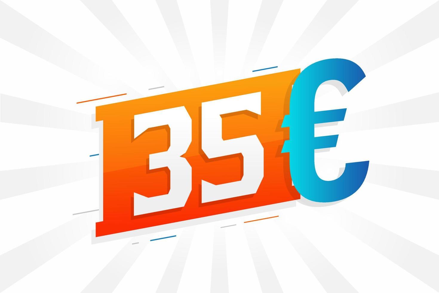 Símbolo de texto vectorial de moneda de 35 euros. Vector de stock de dinero de la unión europea de 35 euros