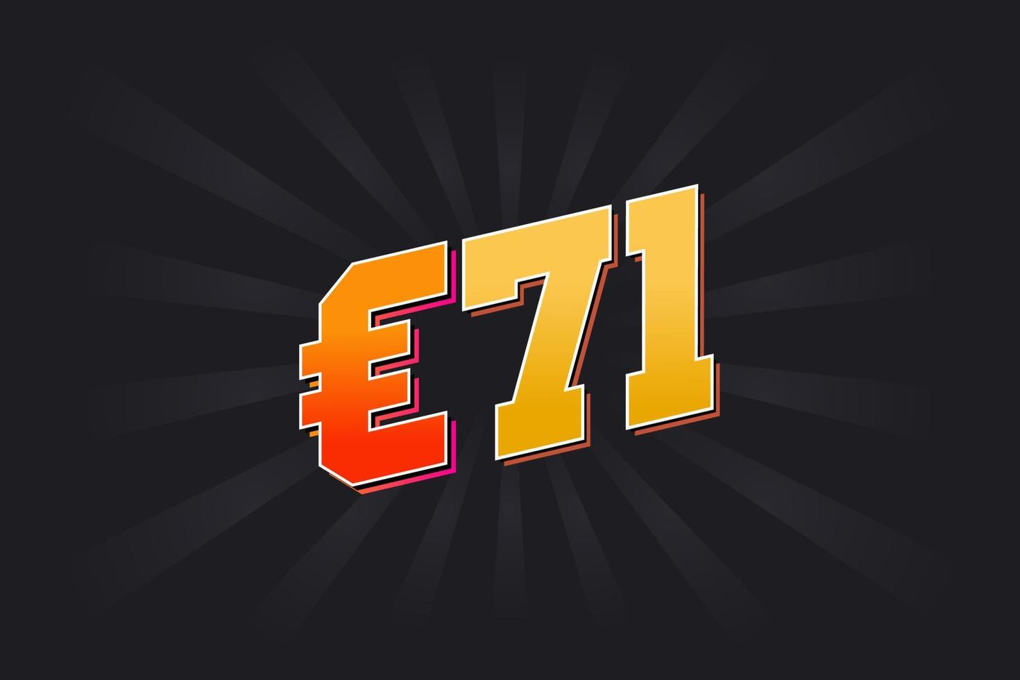71 Euro Currency vector text symbol. 71 Euro European Union Money stock ...