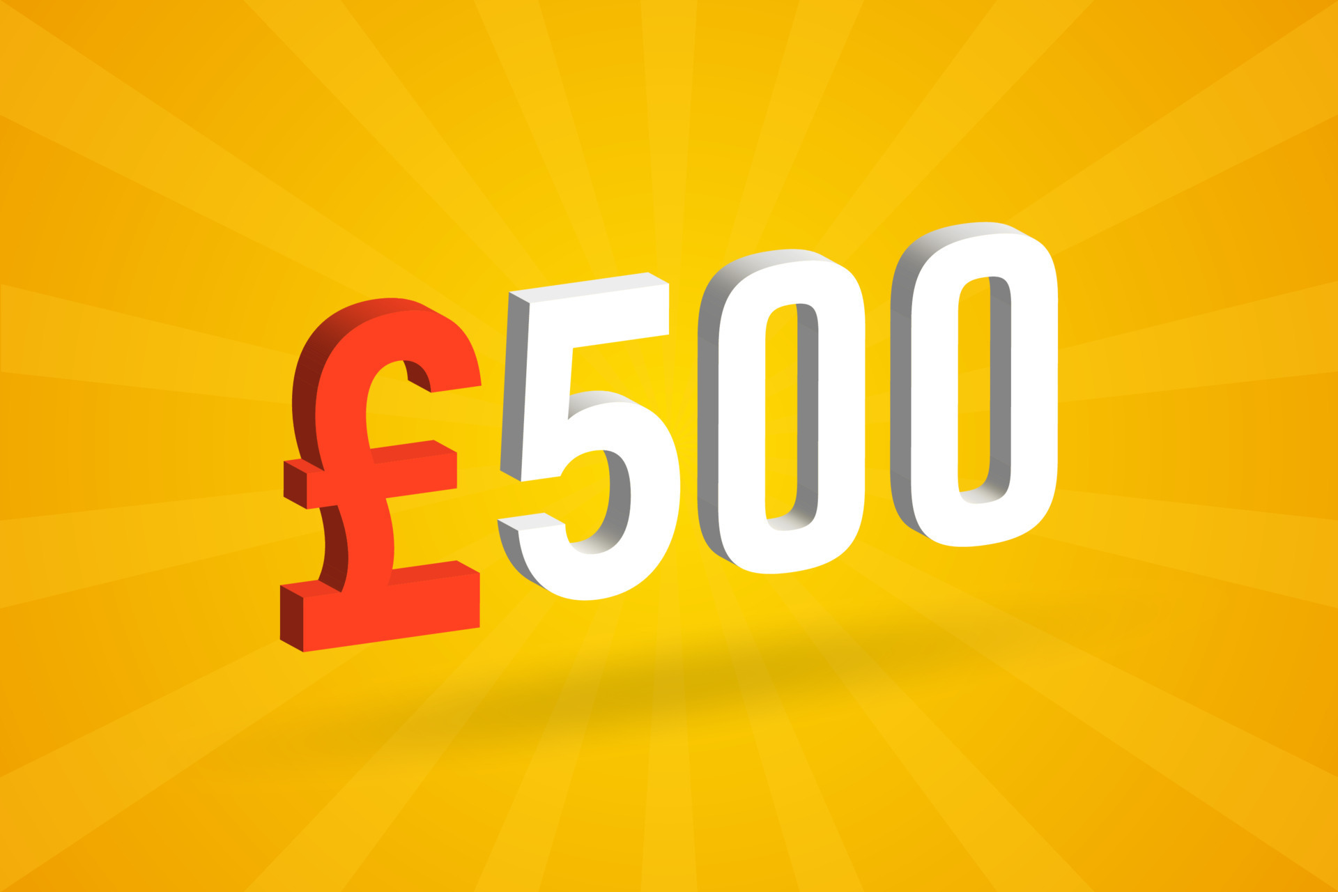 500 Pound Currency 3D Vector Text Symbol 3D 500 British Pound Money 