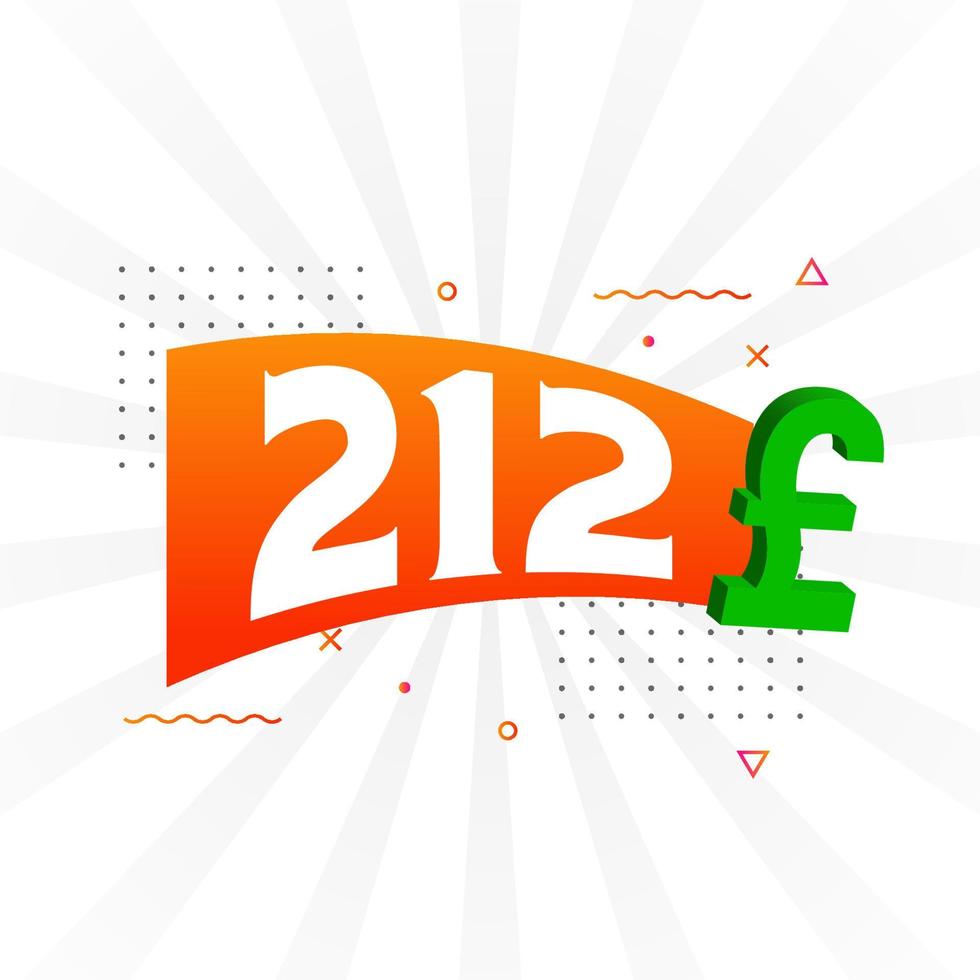 212 Pound Currency vector text symbol. 212 British Pound Money stock vector