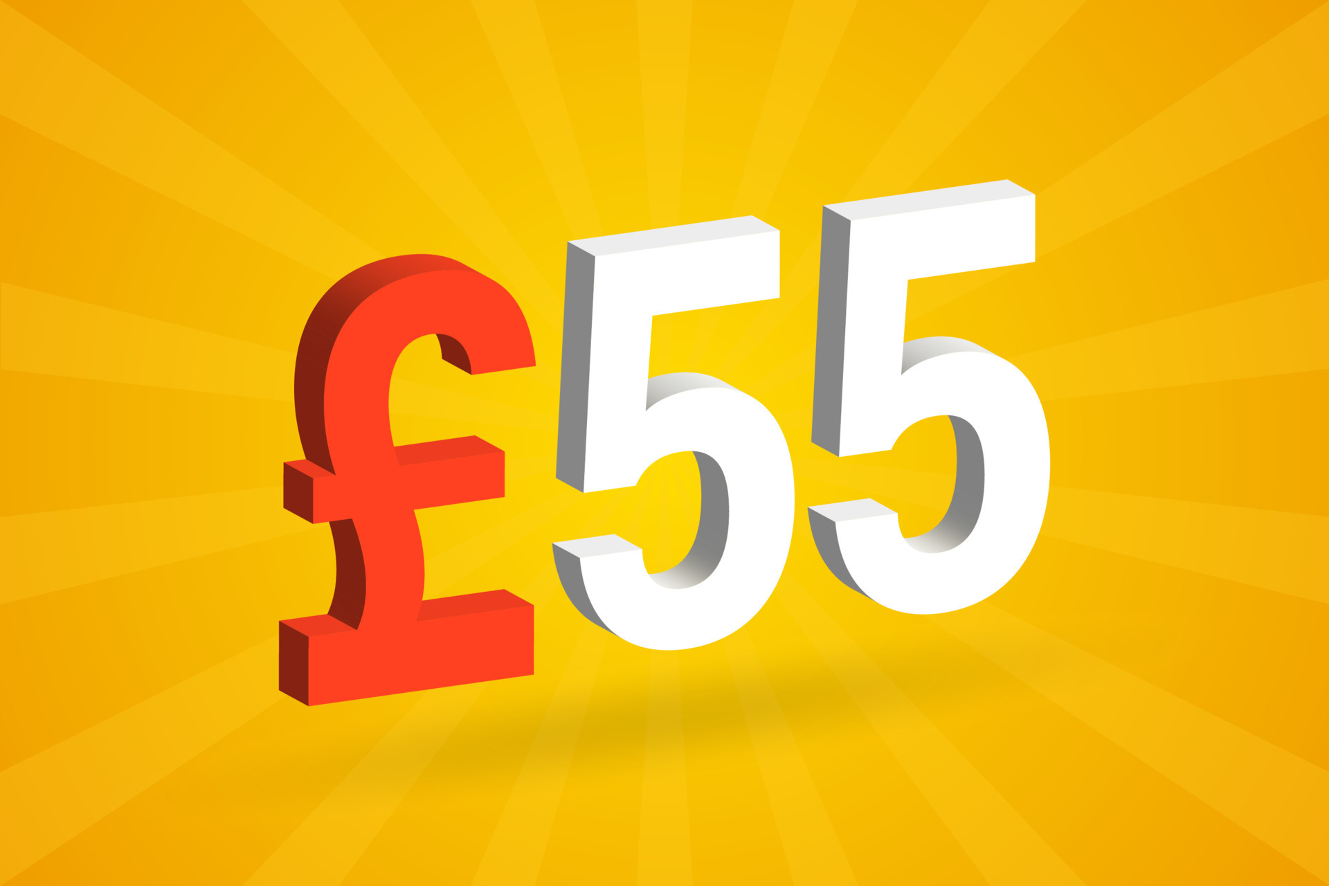 55 Pound Currency 3D Vector Text Symbol 3D 55 British Pound Money 