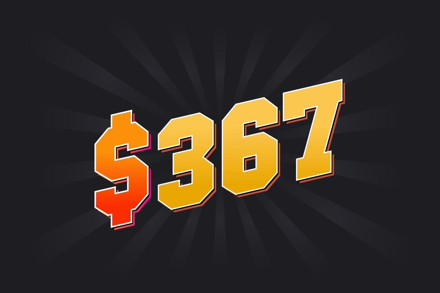 367 Dollar American Money vector text symbol. 367 USD United States Dollar stock vector