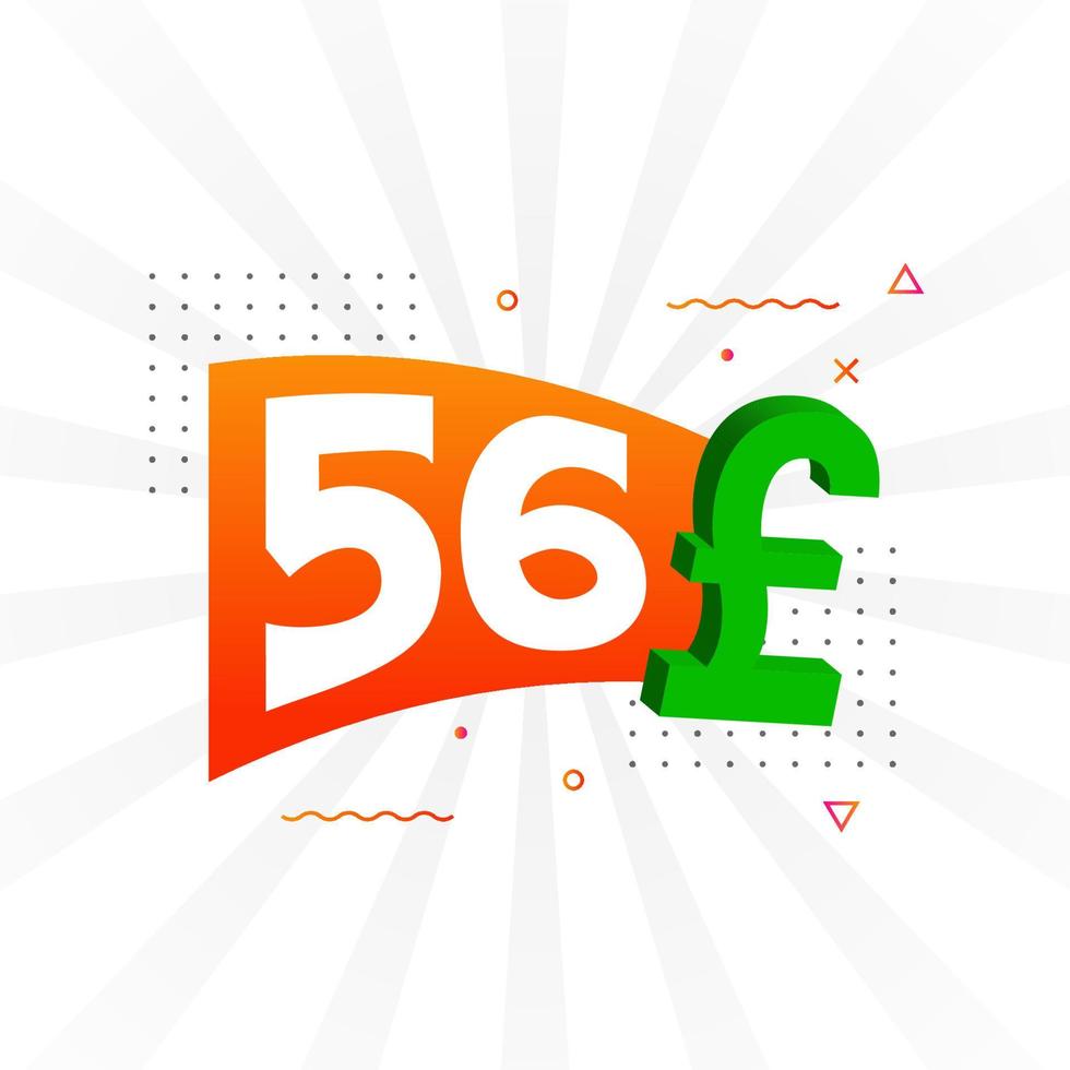 56 Pound Currency vector text symbol. 56 British Pound Money stock vector
