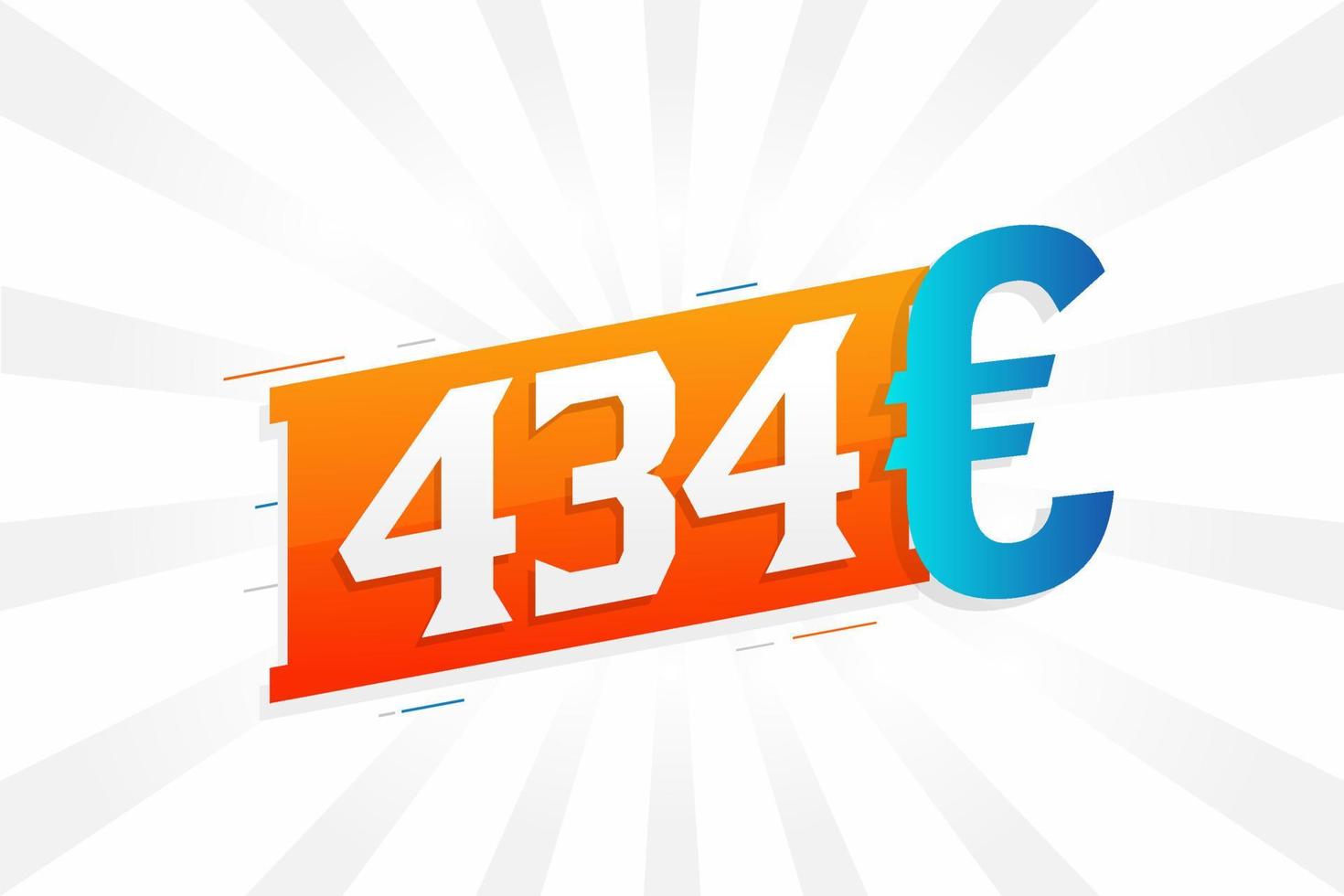 Símbolo de texto vectorial de moneda de 434 euros. 434 euro vector de stock de dinero de la unión europea