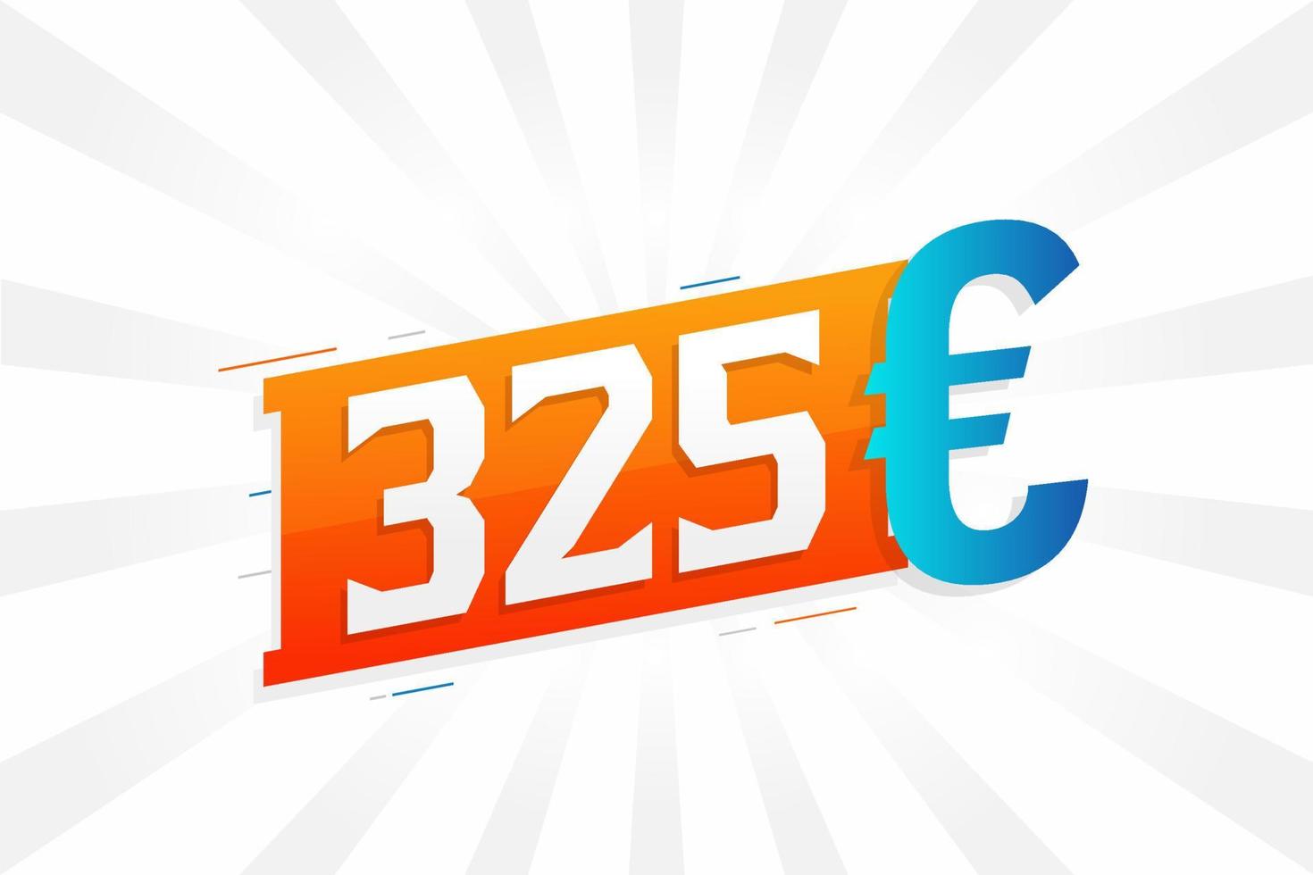 Símbolo de texto vectorial de moneda de 325 euros. 325 euros unión europea dinero stock vector