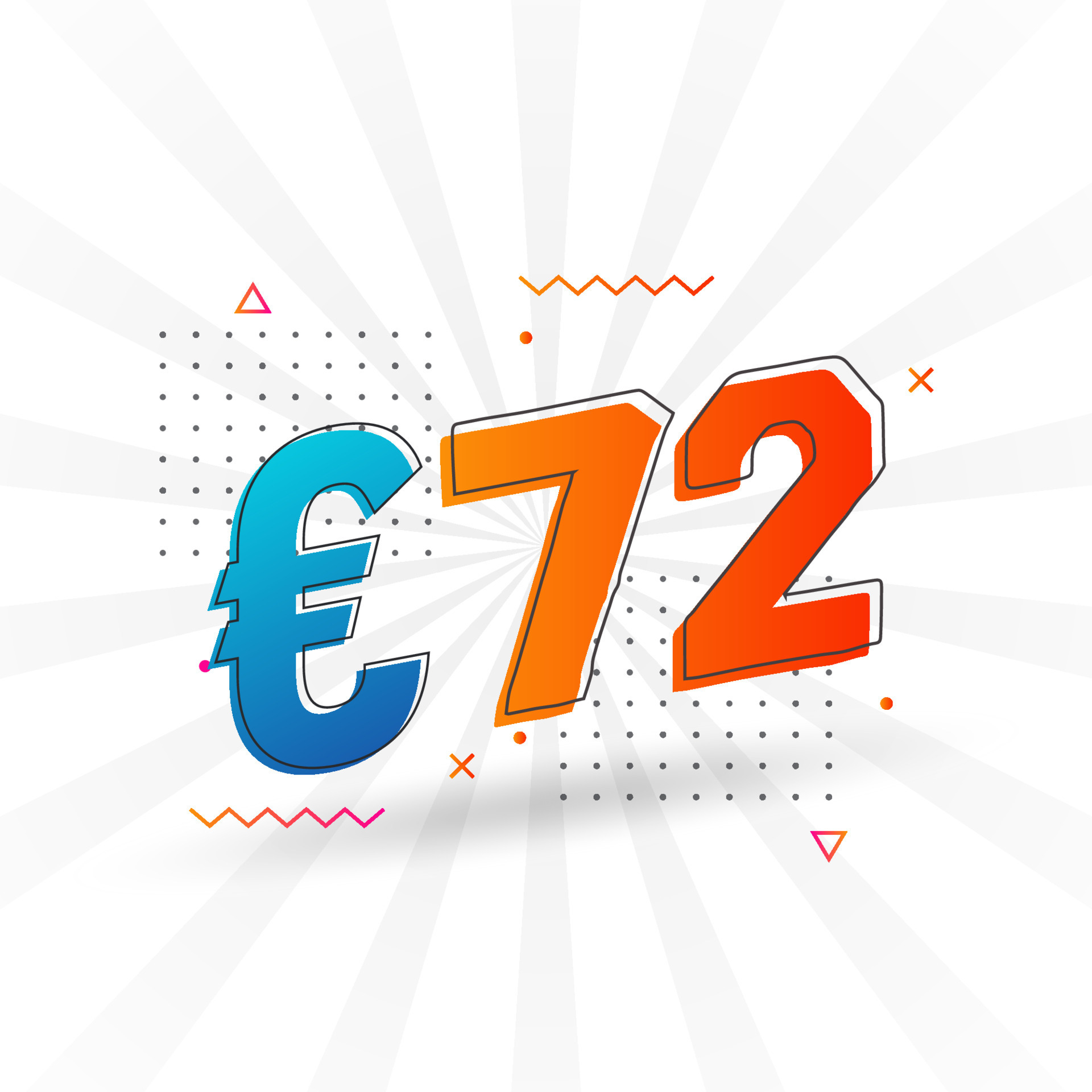 72 Euro Currency Vector Text Symbol 72 Euro European Union Money Stock 