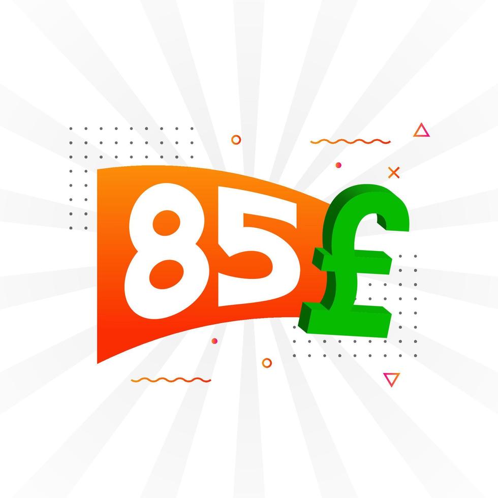 85 Pound Currency vector text symbol. 85 British Pound Money stock vector