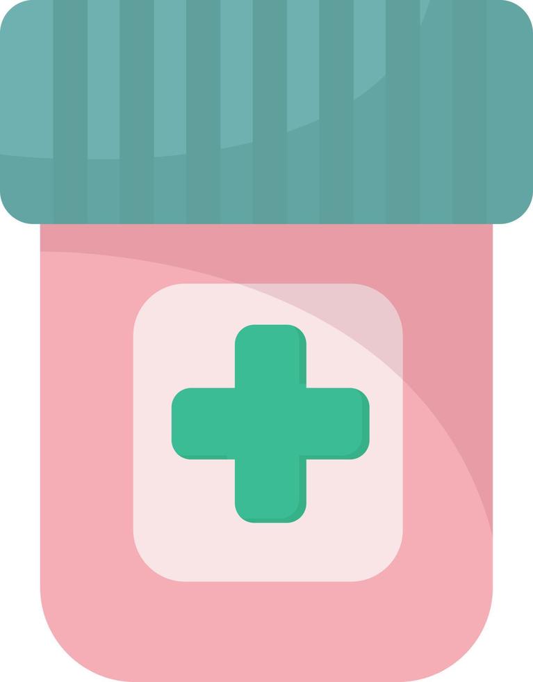 Botella médica rosa, ilustración, vector sobre fondo blanco.