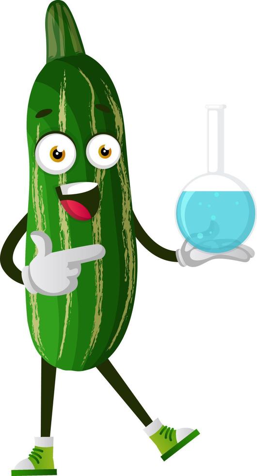 Pepino con tubos, ilustración, vector sobre fondo blanco.