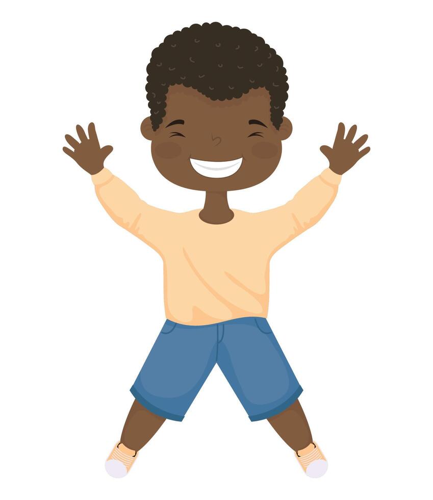 niño afro sonriendo vector