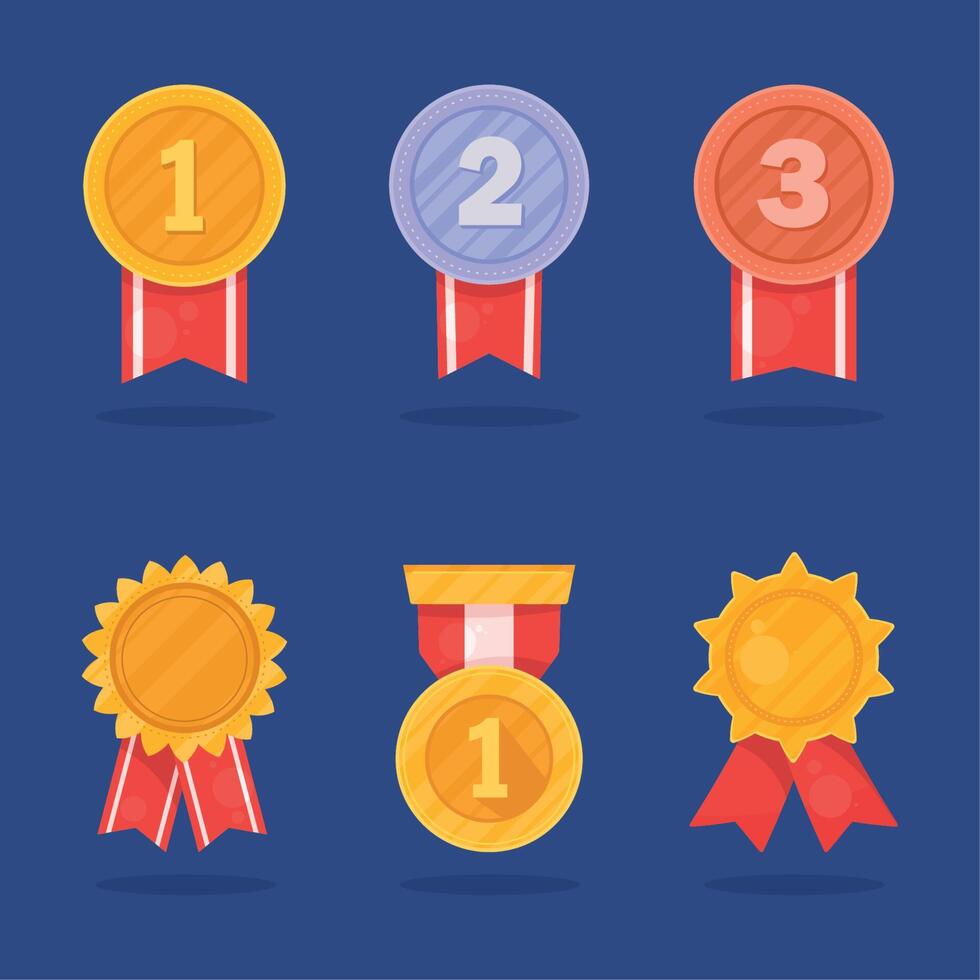 six prize awards icons vector