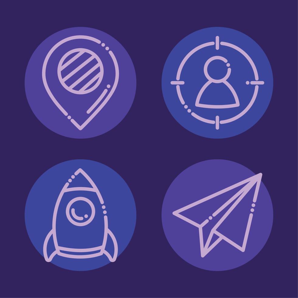 bold business four icons vector