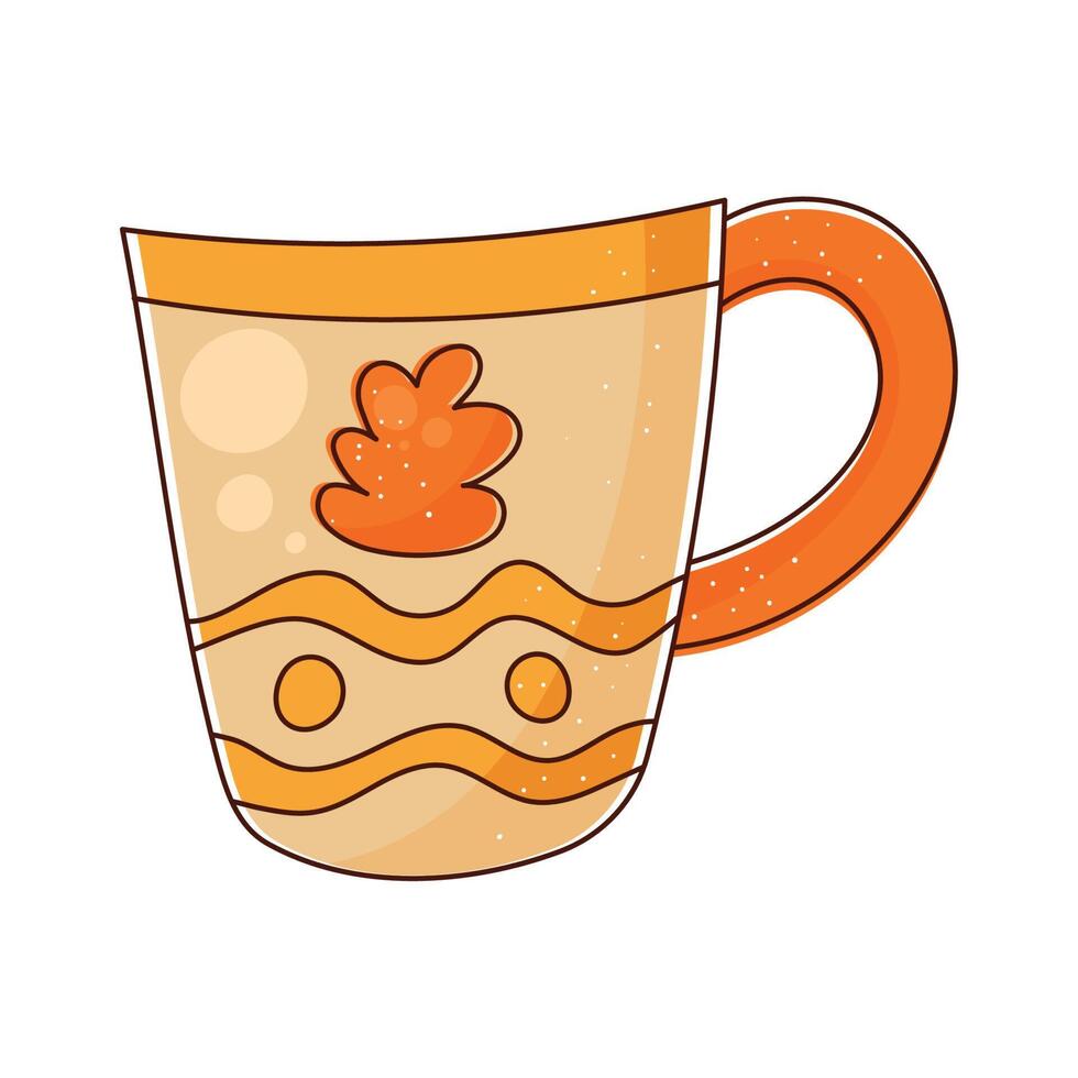 ceramic mug with leafs vector