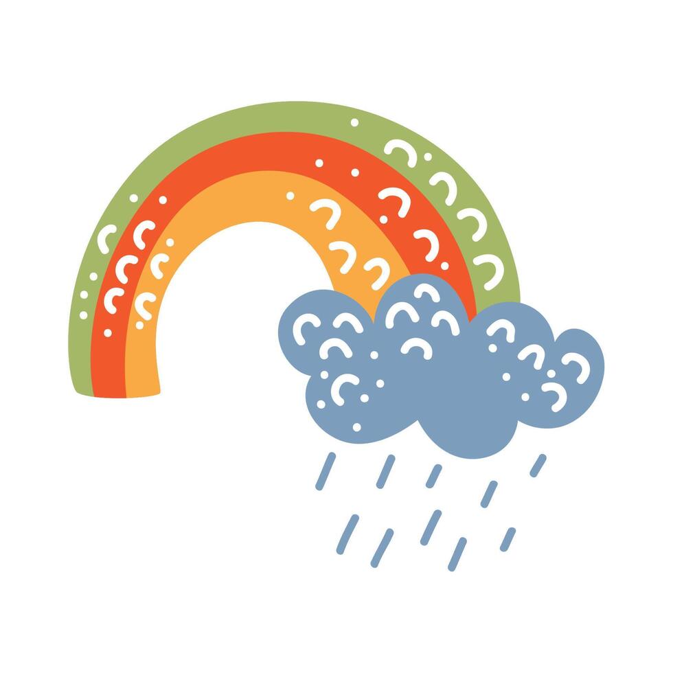 rainbow and cloud rainy vector