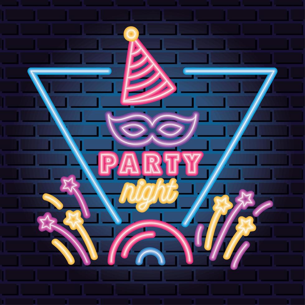 neon party night lettering vector