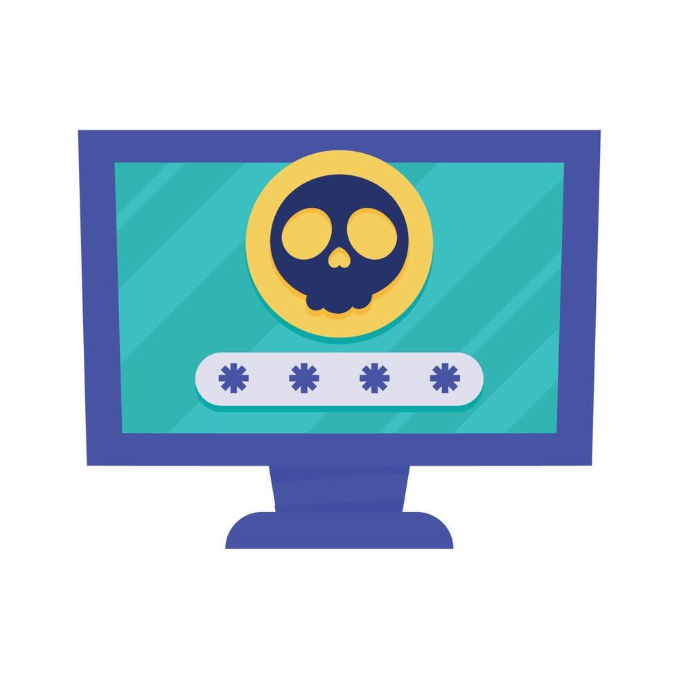 desktop with skull and password vector