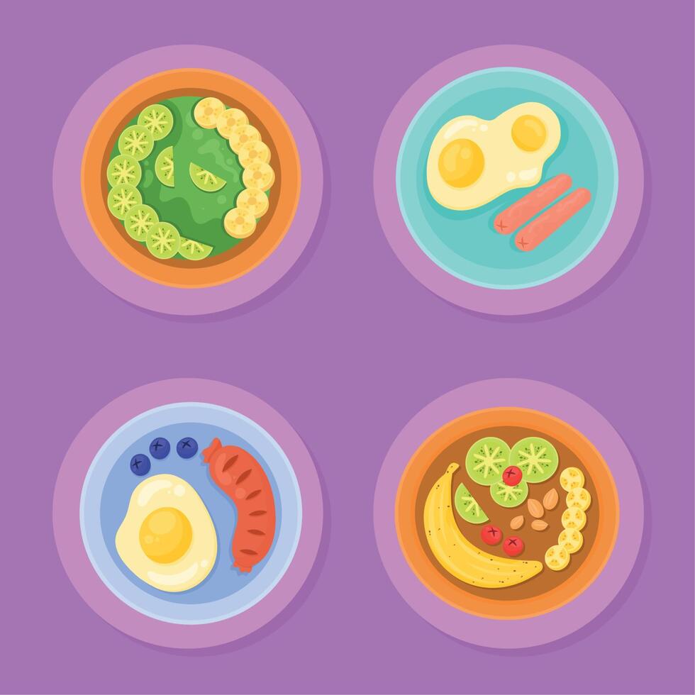 breakfast menu four icons vector