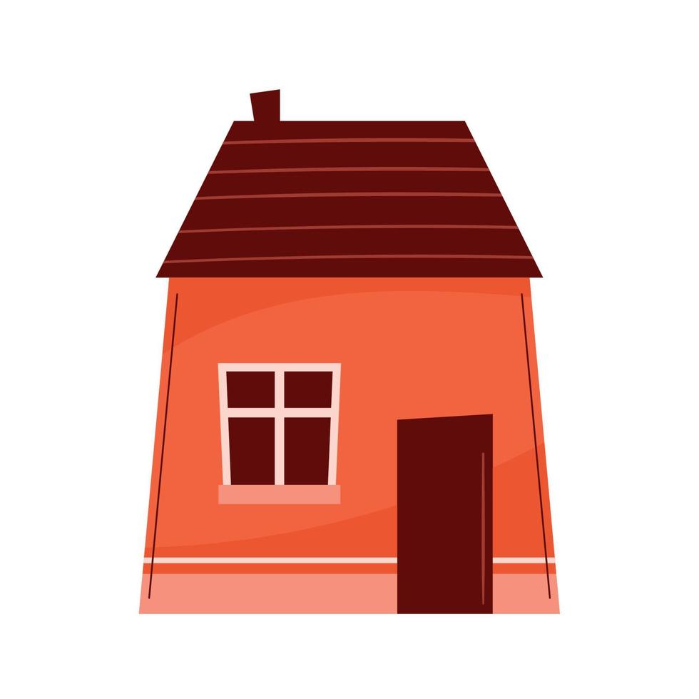 red house front facade vector