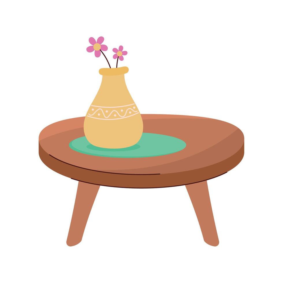 table with flowers vase vector