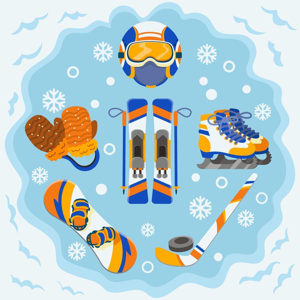 iconos de equipo de deporte de invierno vector