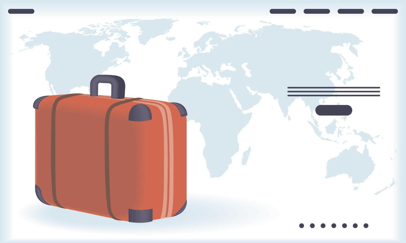 travel suitcase in earth map vector