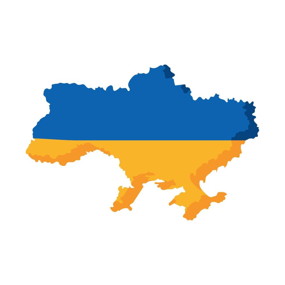 bandera de ucrania en el mapa vector