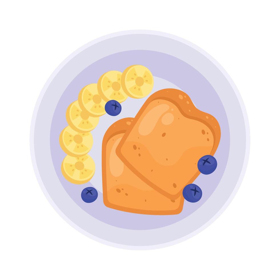 bread toast and fruits vector