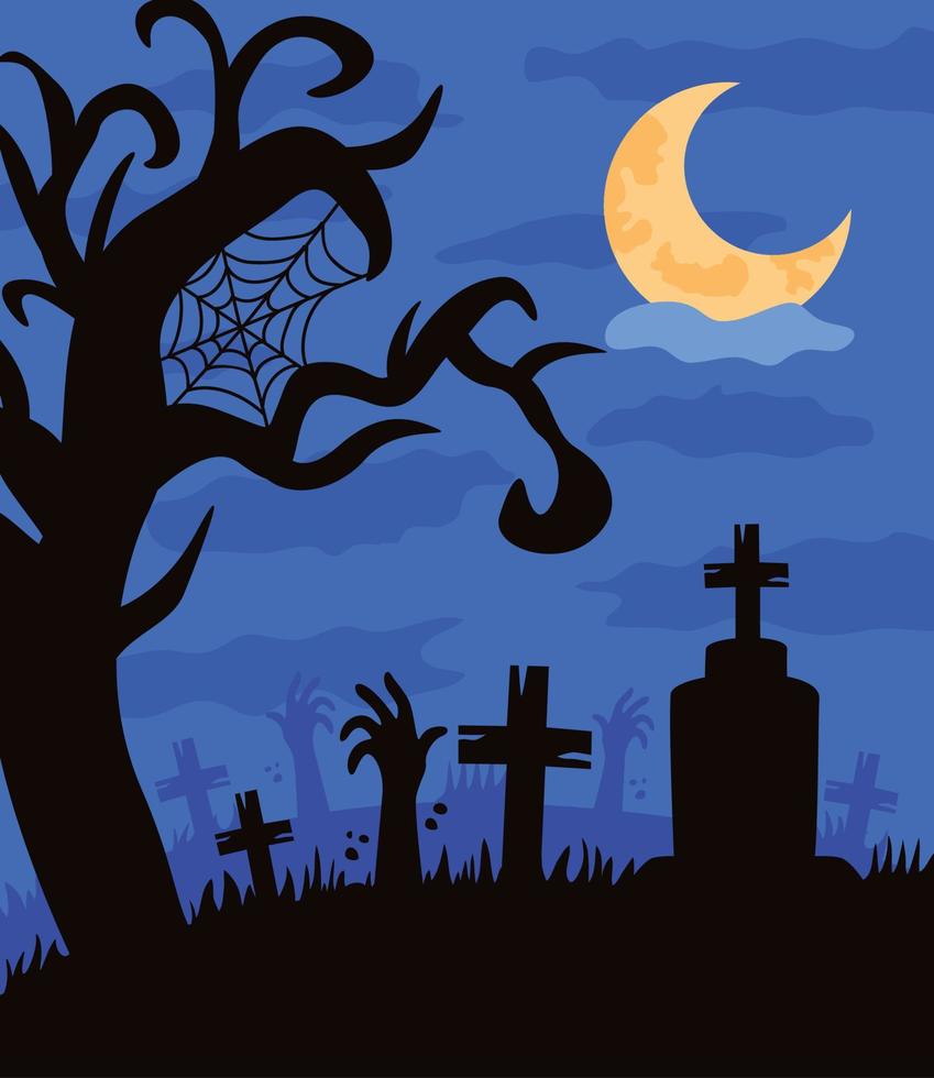 cemetery with tree vector