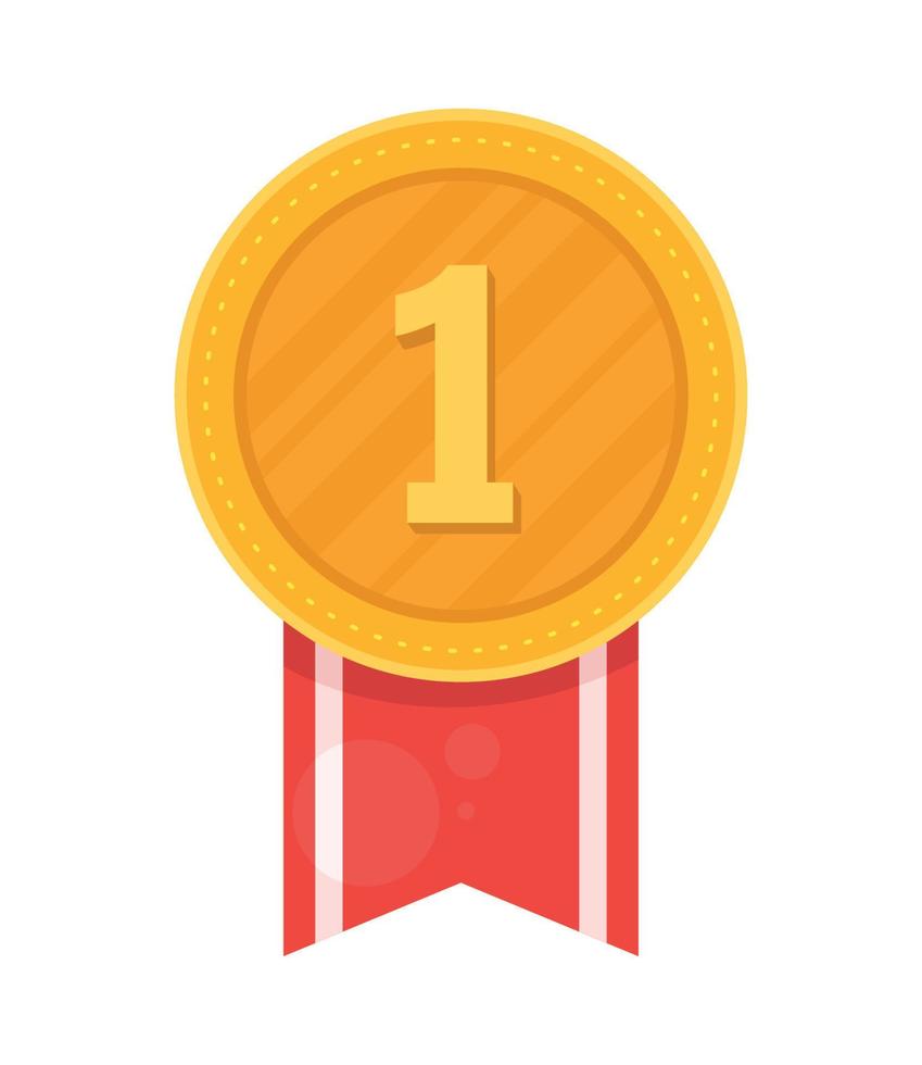 golden medal with red ribbon vector