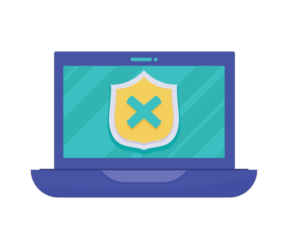 laptop with shield security vector