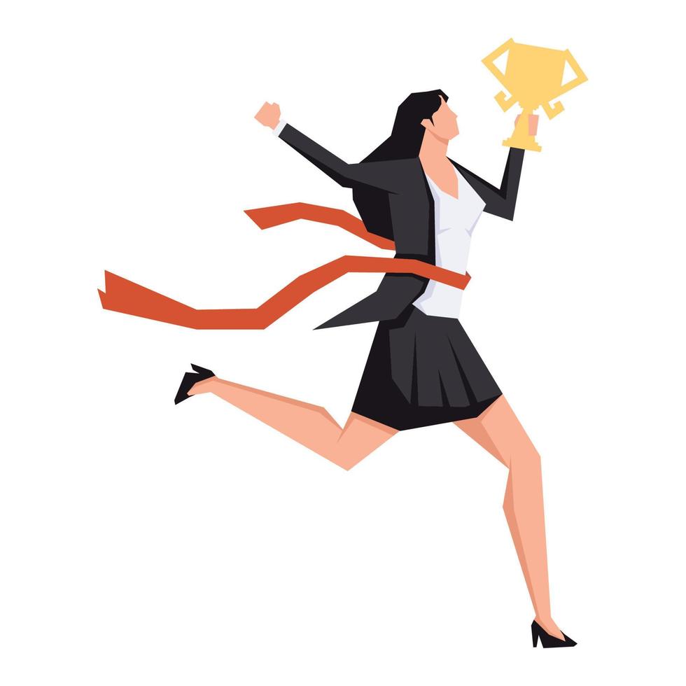 businesswoman running with trophy vector