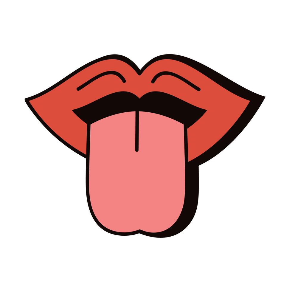 mouth with tongue out retro vector