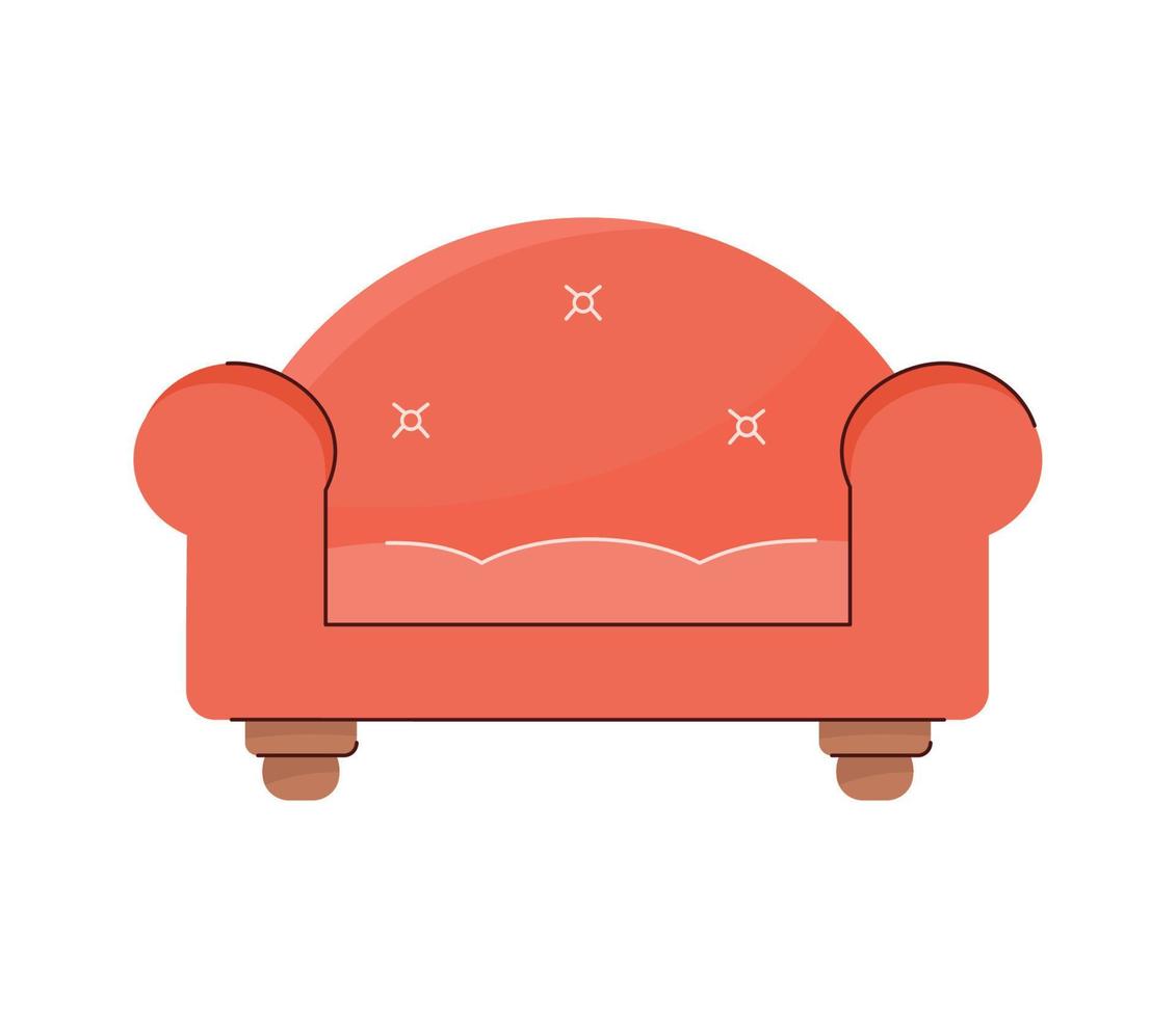 red sofa home furniture vector