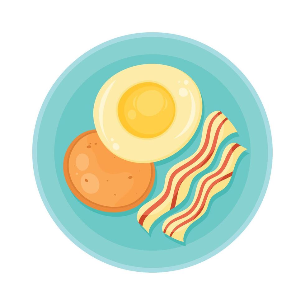 egg fried with bacon vector