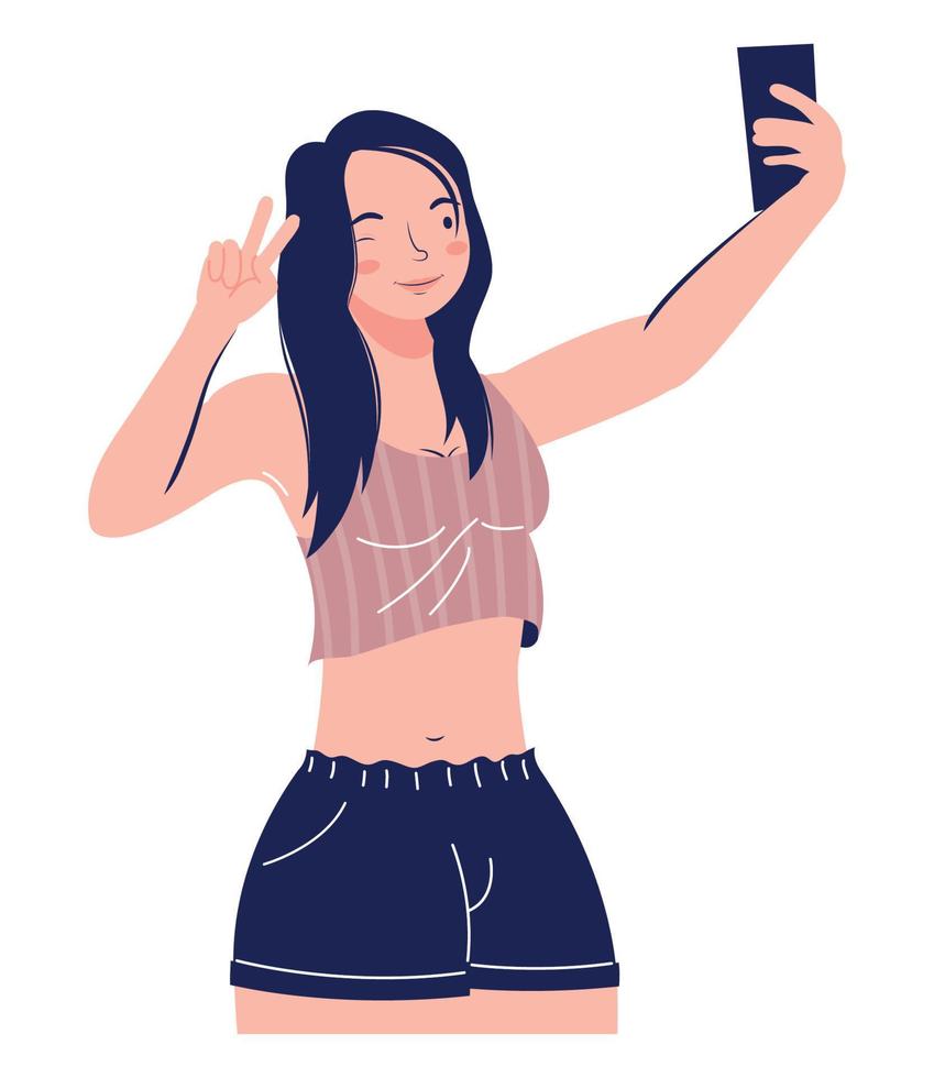 young woman take a selfie vector