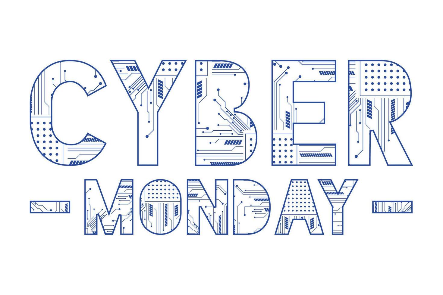 cyber monday lettering circuit vector