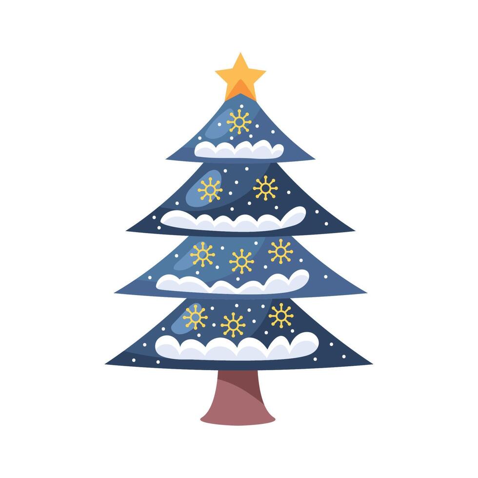 blue christmas pine tree with snow vector