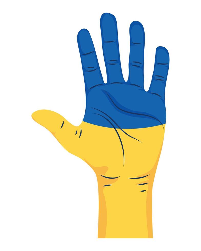 bandera de ucrania en la mano abierta vector