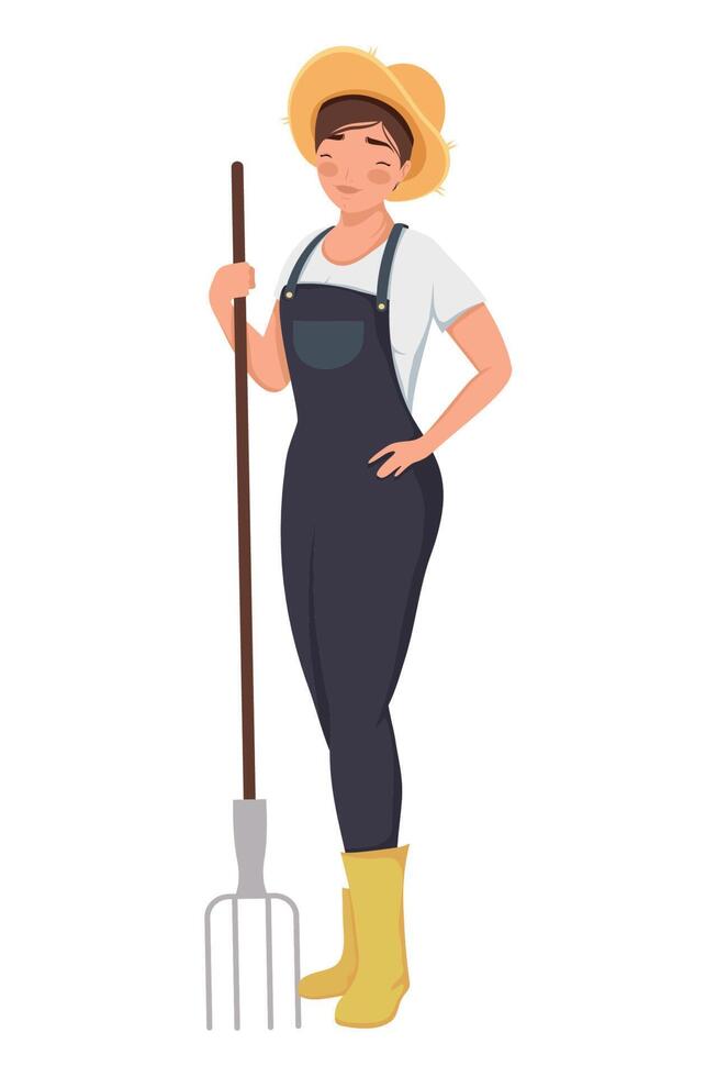 female farmer with rake vector