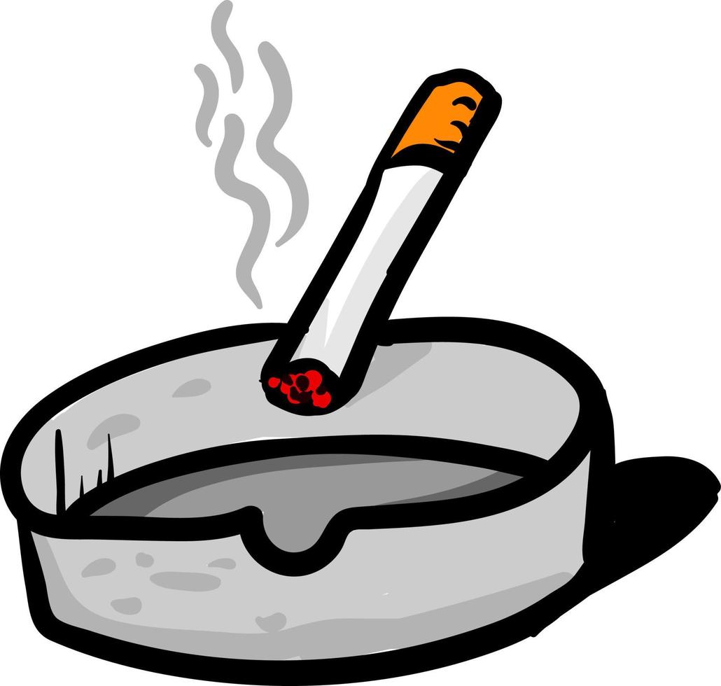 Ashtray and cigarette, illustration, vector on white background