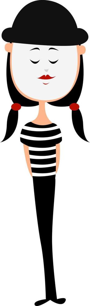 Mime artist , illustration, vector on white background