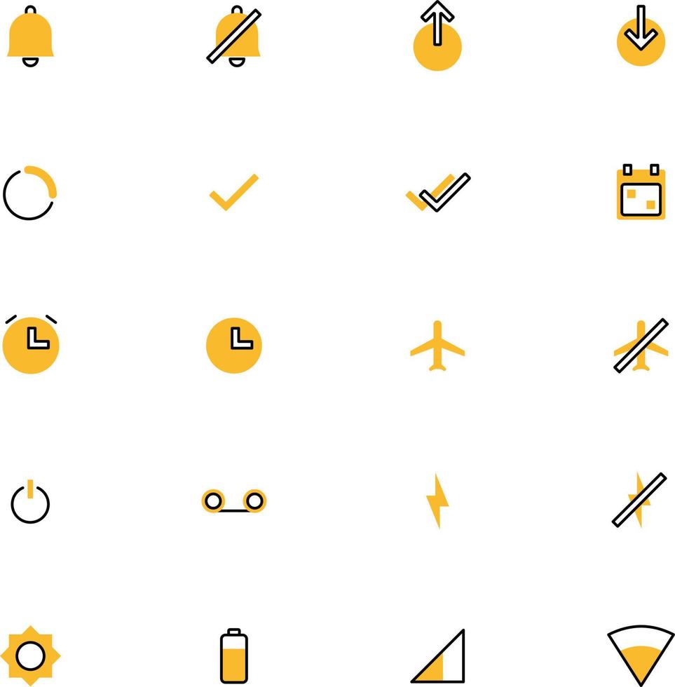 Mobile icon pack, illustration, vector on a white background.