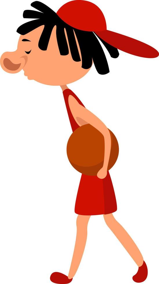Young basketball player, illustration, vector on white background