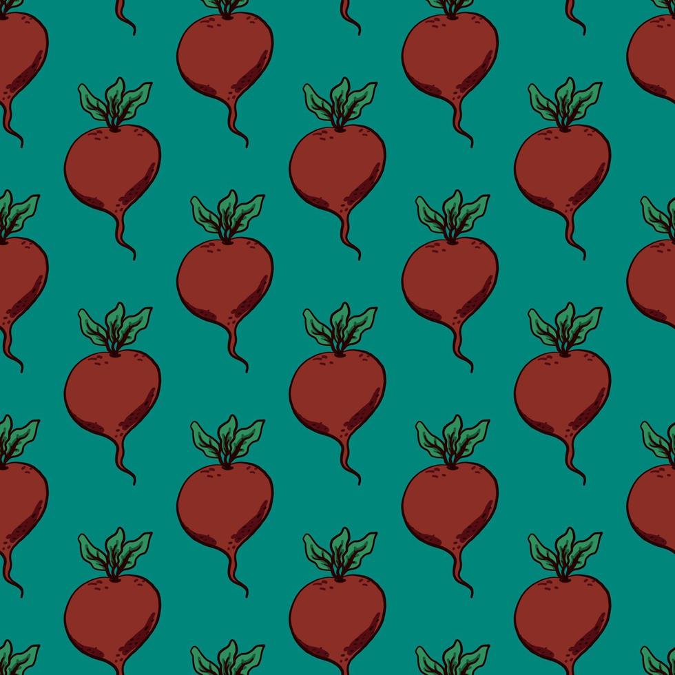 Beets pattern, seamless pattern on blue background. vector