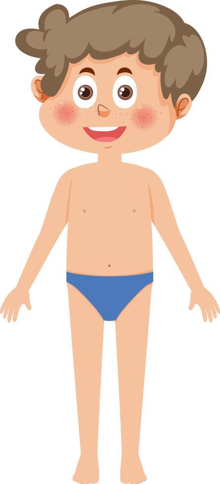 Cute boy cartoon character in swimming suit vector